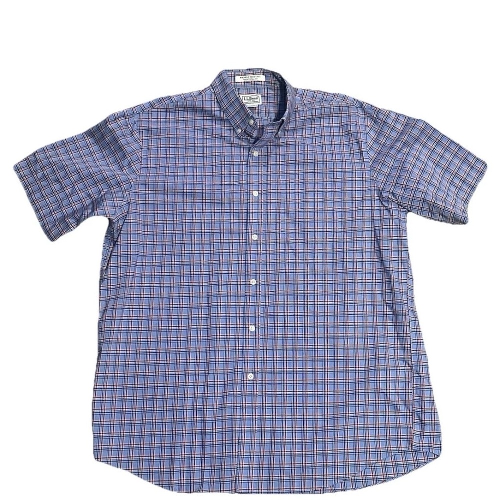 L.L. Bean Men's Casual Blue and Red Checkered Shirt